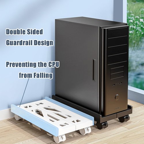 BYMECOST Adjustable Computer Tower Stand, PC Stand Mobile CPU Stand with 4 Rolling Caster Wheels Fits Most PC Under Desk, Ventilated Under Desk PC Tower Holder for Office,Gamers