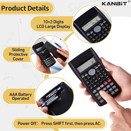 Scientific Calculator 2-Pack | 2-Line Clear Display, 240 Functions | Battery Operated for Math & Algebra, Black