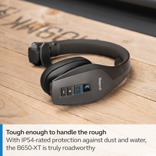 BlueParrott B650-XT Mono Bluetooth Wireless Headphones 96% Noise Canceling Over Head Trucker Headset with Mic, 100% Voice Control, IP54-Rated Protection, Active Noise Cancellation, 36 hrs. Talk Time