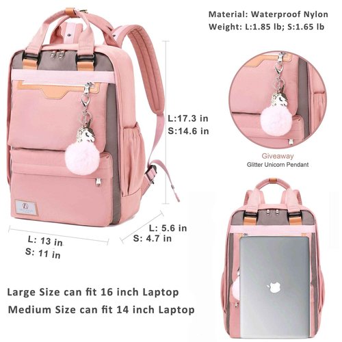 AO ALI VICTORY Laptop Backpack 15.6 Inch for Women Men Teacher Backpacks Nursing Bag Anti Theft Travel Back Pack Large College Bookbag (Large, Pink)