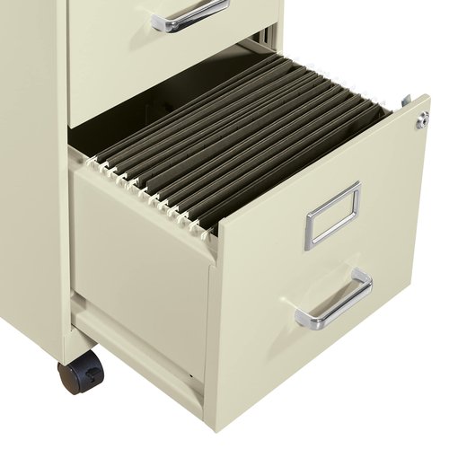 OSP Home Furnishings 2 Drawer Mobile Locking Metal File Cabinet, Tan