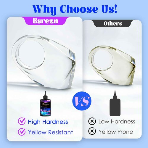 Bsrezn 2000g UV Resin Hard, High Hardness & Crystal Clear Premixed Resina UV for Jewelry Making (1000g x 2)