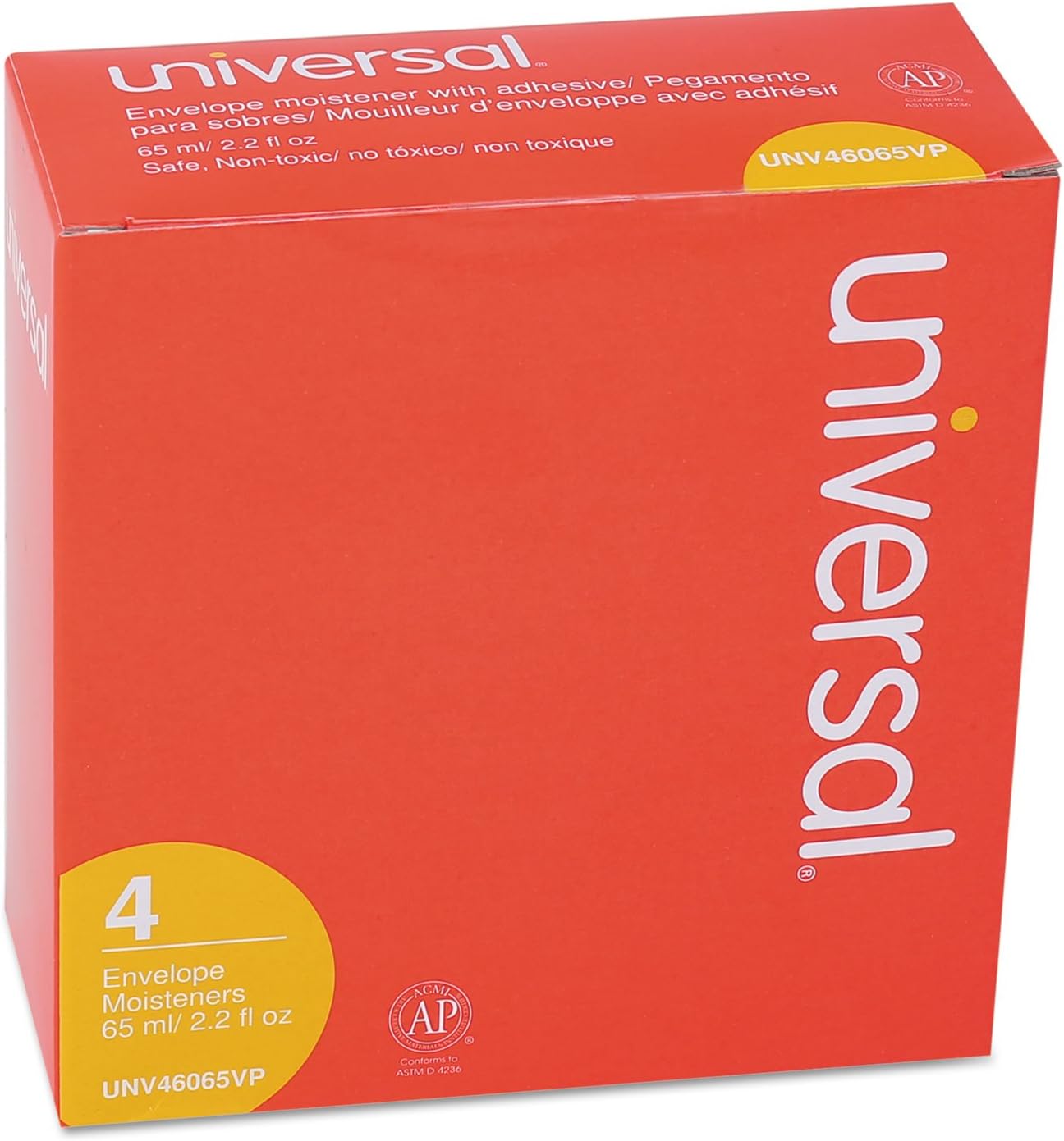Universal 46065VP Envelope Moistener - Clear Adhesive Solution, 2.2 oz Bottle, 4-Pack