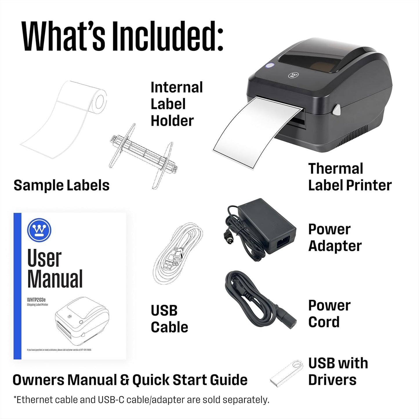 Westinghouse Thermal Label Printer - USB 4x6 Commercial Grade for Small Business | Compatible with USPS, UPS, FedEx