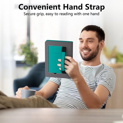Lainergie Kindle Case for New 6" Kindle (11th Generation, 2024/2022 Release), Slim PU Leather Smart Shell Cover for Kindle Basic with Stand, Hand Strap, Auto-Wake/Sleep Not for Alcatel TCL, Jade