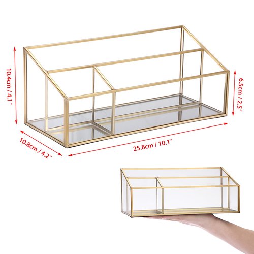 Sumnacon Glass Mail Organizer, Modern Countertop Desk Organizer, Makeup Brush Holders for Living Room, Kitchen