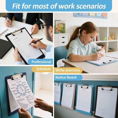 Principal Lines 16 Pack Plastic Clipboards with Low Profile Clip, Hanging Clipboards Bulk, Clip Boards 8.5x11 Holds 100 Sheets, A4 Letter Size Clipboard for Teacher, Students, Kids, School & Office