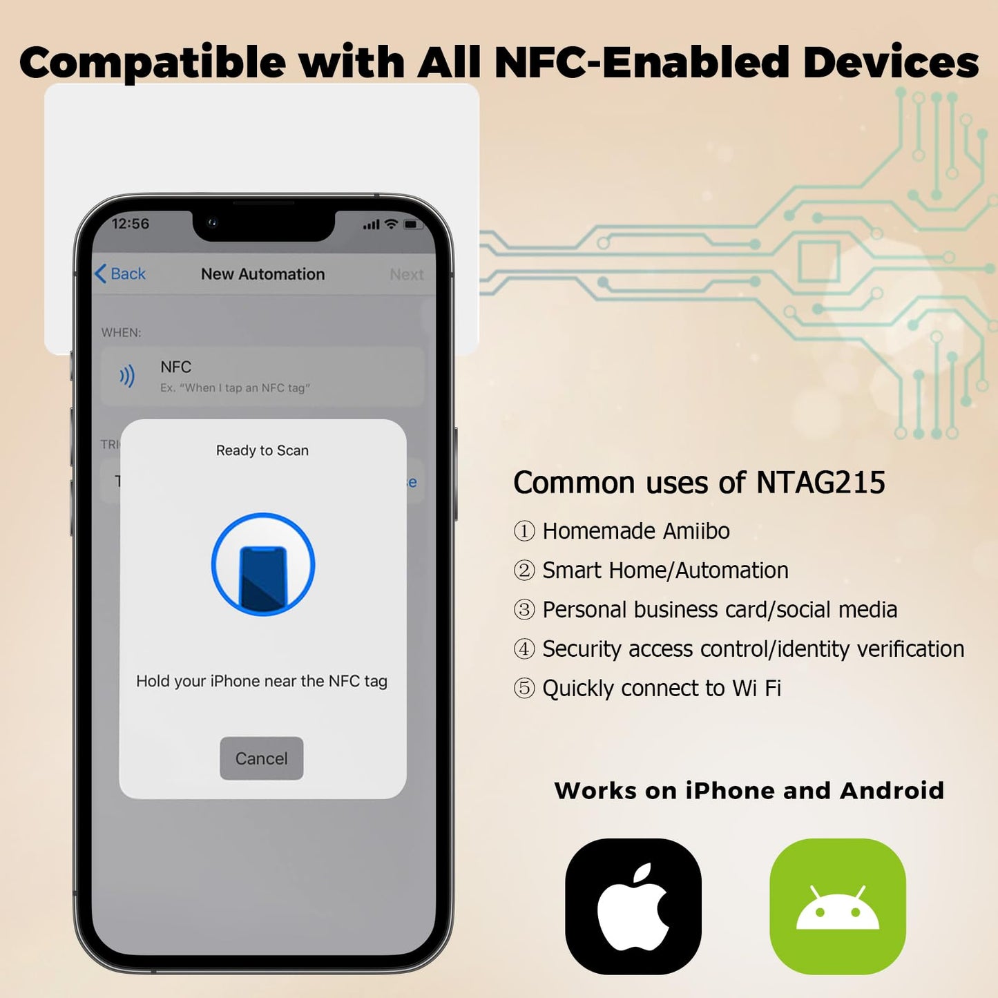 20Pcs NFC Cards NFC Tags NFC Business Card NFC 215 Cards NFC Ntag215 Cards Blank NFC Cards 504 Bytes Programmable NFC Tags iPhone Compatible with NFC Enabled Mobile Phones & Devices