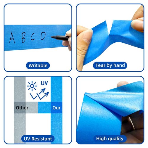 ABOUT MT Blue Painters Tape 3/4 Inches Wide (0.75" X 60 Yards), Premium Masking Tape Must-Have Wall Painting Supplies for DIY Enthusiasts and Pros Alike(Strong Viscosity)(12 Pack)