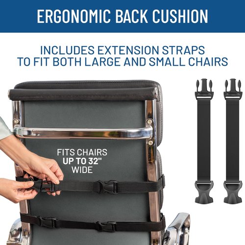 Everlasting Comfort Back Cushion with Seat & Foot Support Bundle - Memory Foam Office Chair Cushions for All-Day Comfort - Ideal for Work, Car, Desk