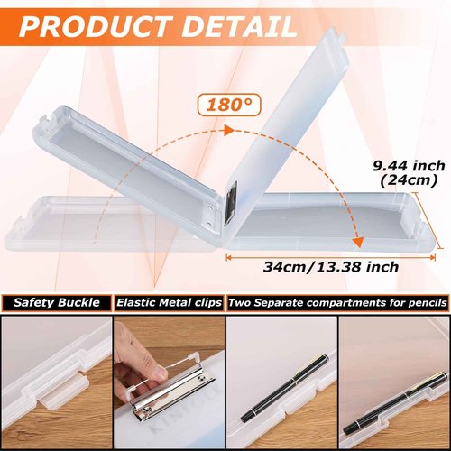 12 Pieces Clipboard with Storage 9.5 x 13.5'' High Capacity Nursing Clip Boards with Pen Holder Black Binder Folder Paper Organizer for Nurses Teachers Work School Office Supplies(Clear)