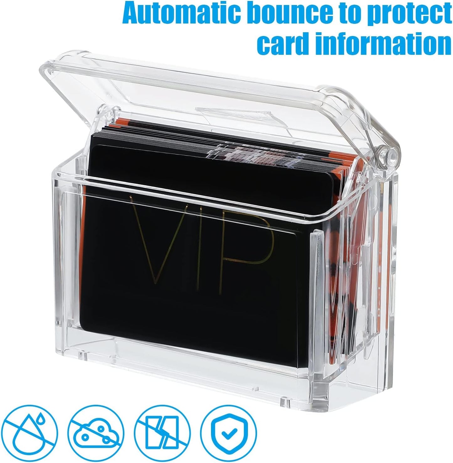 Vicenpal Outdoor Business Card Holder - Clear Acrylic Wall Mount Box | Peel and Stick, 4.25 x 1.46 x 2.87 Inch