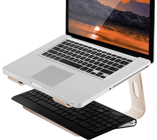 Orionstar Laptop Stand Aluminum Laptop Riser Compatible with Mac MacBook Air Pro 10 to 15.6 Inch Notebook Computer, Ergonomic Elevator Holder (Gold)