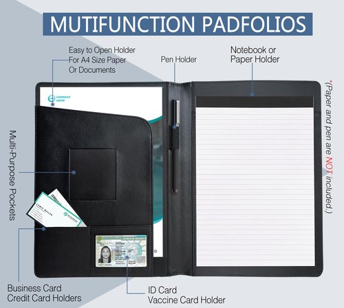 Padfolio Folder Portfolio Leather Organizer Binder Portfolio Storage Clipboard with Cover for Legal Pad Holder Letter Size A4 Writing Padfolio Pad for Business School Office