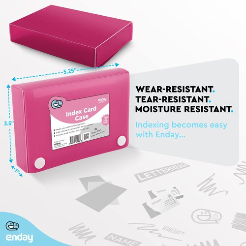 3" X 5" Index Card Case Holds 100 Cards Includes Business Card/Index Holder and 5 Tab Dividers Comes in Assorted Color – (Pack of 4) By (Emraw)