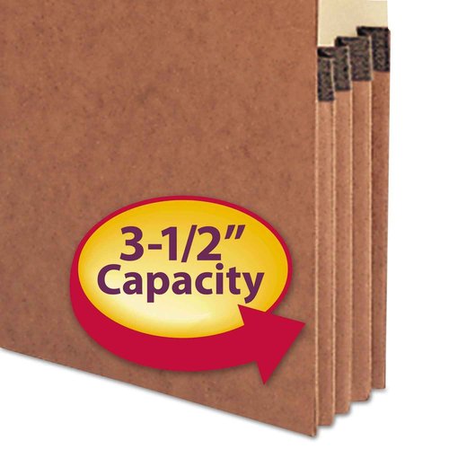 Smead End Tab File Pocket, Reinforced 4"-High Tab Top Position, 3-1/2" Expansion, Legal Size, Redrope with Manila Liner, 10 per Box (74624)