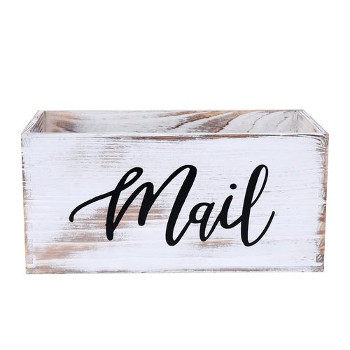CFYACFY Mail Organizer Countertop Mail and Key Holder for Desk Mail Basket Letter Organizer Caddy Dorm Organizer Rustic Home Decor Mailbox White 5.5*5.5*11.4 Inch