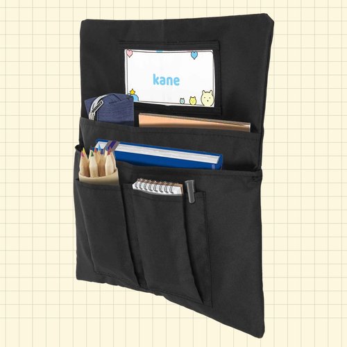 Toriexon 12 Pack Chair Pockets for Classrooms, 13 x 14 inch Seat Sacks for Classroom Chairs k-2 with Name Slot, Small Chair Pockets for Kindergarten, School, Home Seating Storage (Black)