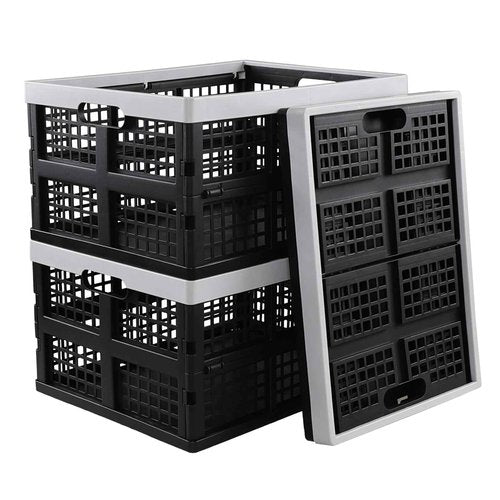 Vadidiya 34 L Plastic Collapsible Storage Crates, Stackable Folding Plastic Crate, 3 Packs