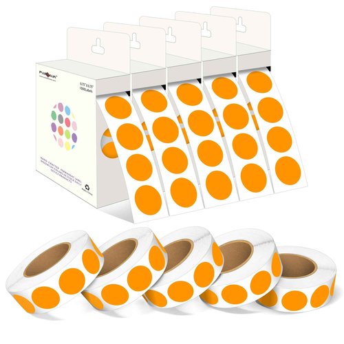 PARLAIM 3/4 Inch Roll Color Coding Labels,10000 per 10 Rolls Round Permanent Adhesive Color Coding Circle Dot Stickers for Office Home (Orange)