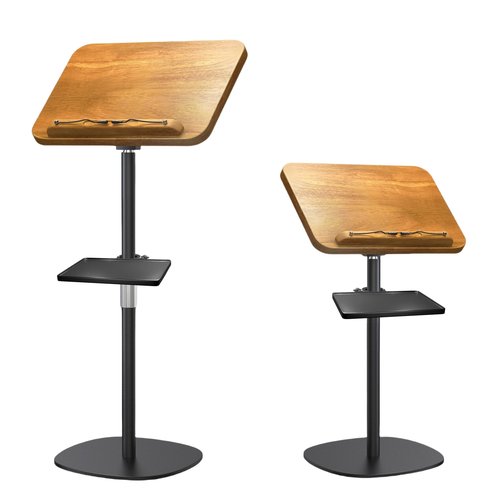 Namon Heavy-Duty Music Stand for Floor, Small Solid Wooden - 15×10 in, Adjustable Height (16.5-51'') & Angle (0-180°), with Sheet Music Clips, Perfect for Sheet Music, Books, Projector, Laptop, etc.