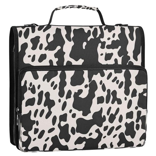 YEGAME Cow Print Waterproof Zipper Binder with Shoulder Strap, 3-Ring Trapper Keeper with Lay-Flat Design and Multiple Compartments for School & Office, Adults & Kids