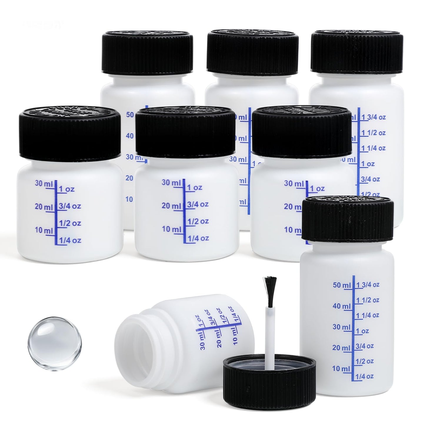 6 Pcs Paint Touch Up Bottles with Safety Lids, 1 Oz & 2 Oz Leftover Paint Storage Can with Mixing Ball, Brush Vehicle Paints Chip Repair Applicator for Fixing Car Scratches, Damage