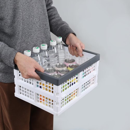 Nihenok 15 L 4-Pack Plastic Folding Storage Crate, Stackable Collapsible Milk Crates