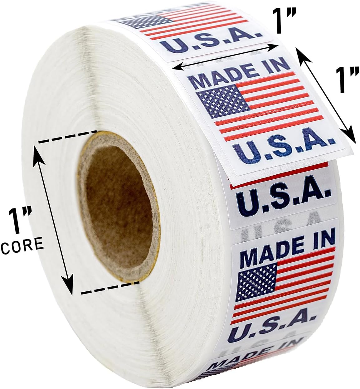 USA Made Pre-Printed Labels - Permanent Adhesive Stickers | 1" x 1" | 20 Rolls, 1,000 Labels Each
