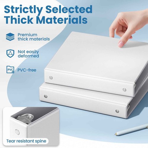 SUNEE 3 Ring Binder 1 Inch 12 Pack, Clear View Binder Bulk Three Ring PVC-Free (Fit 8.5x11 Inches) for School or Office Supplies, White