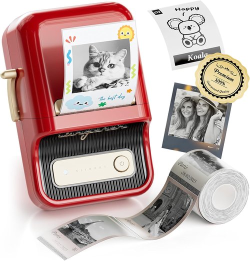 NIIMBOT B21 Pro Label Maker - 300DPI HD Printer for Notes & Photos | 50x30mm Red Labels