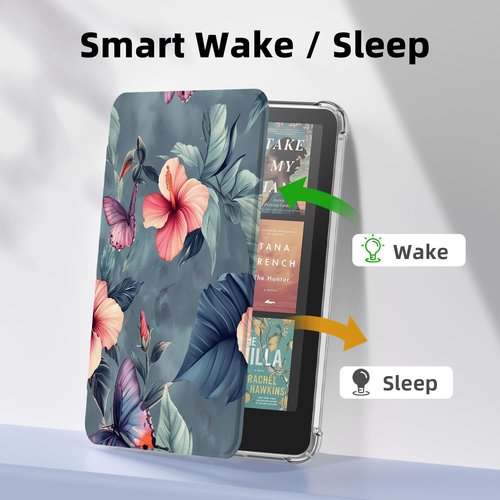 Famavala Slim Case for 7" Inch (12th Generation, 2024 Release), Ultra Clear Soft TPU Cover, Auto Wake/Sleep, not fit for Kobo Clara (Peach Blossom)