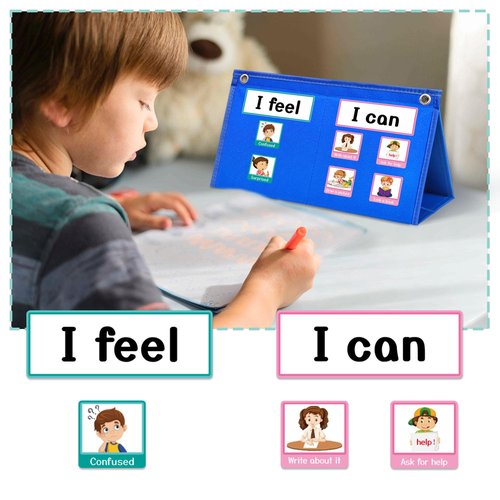 Feelings Chart Cards, Social Emotional Learning Pocket Chart Autism Learning Materials Behavior Management Chart Cards for Social Activities Classroom Daycare Home
