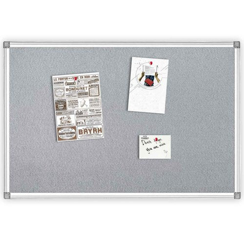 36x24-Inch Gray Felt Bulletin Board with Silver Aluminum Frame – Perfect for Home, Office, and Classroom