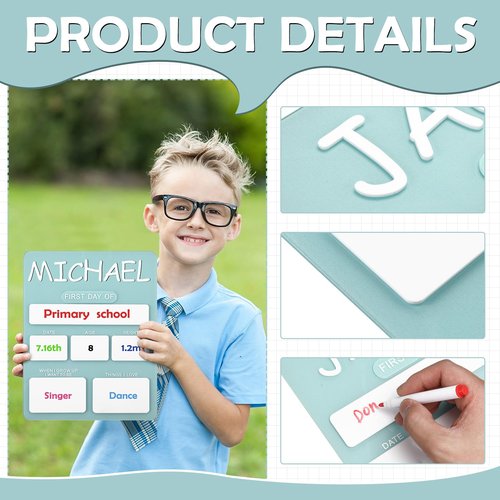 Chunful Personalized First and Last Day of School Board Reusable Acrylic Name of Sign Chalkboard Back to School Photo Prop Supplies for Preschool Kindergarten Elementary Student Gifts, 11 x 9 Inch