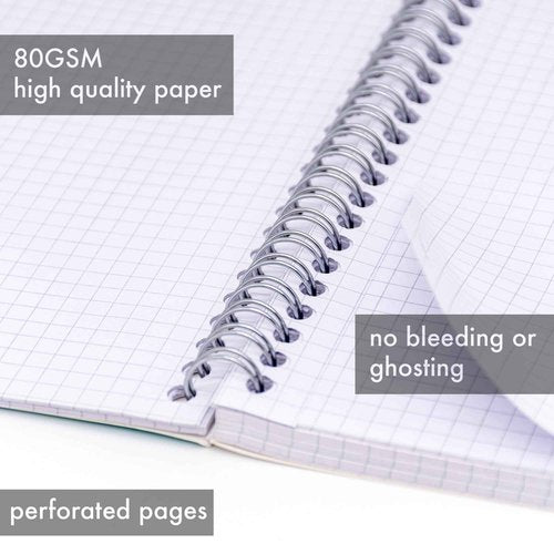Pukka Pad 5 Subject Spiral Notebook 12-Pack - 200 Pages, 100 Sheets of 80GSM Paper with Repositionable Dividers & Perforated Edges for School & Office - B5-7 X 10, Purple, Squared