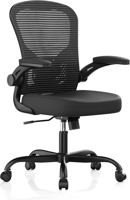 Skiennix Ergonomic Office Chair - High Back Mesh Design | 330LBS Capacity, Adjustable Lumbar Support, Flip-Up Armrests
