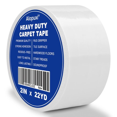 Alopuxi Double Sided Carpet Tape 2 Inch x 22Yards, Rug Tape Grippers, for Hardwood Floors and Area Rugs, No Damage, Residue Free
