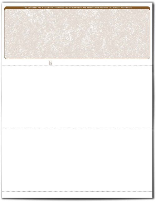 VersaCheck Secure Checks - 500 Blank Business Voucher Checks - Tan Classic - 500 Sheets Form #1000 - Check on Top