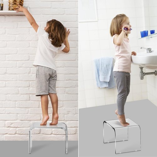 Acrylic Non-Slip Step Stools, Step Stool for Kids, Acrylic Stool, Step Stool for Adults, Toilet Stool, Plant Stand, Footstool, Display Rack (Non-Slip（2 Pack）)