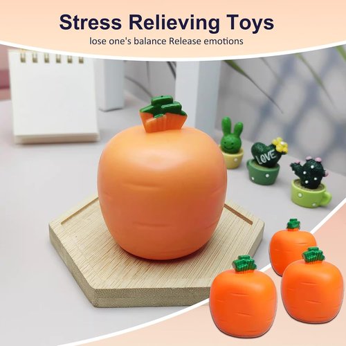 Carrot Rabbit Fidget Toys by Easter Basket Essentials - Fun Squeeze & Pop-Up Novelty Toy Set (3pcs)