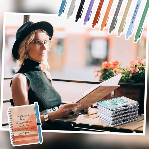 Harloon 40 Set Christmas Spiral Notebooks Bible Verse Ballpoint Pens Prayer Journals Religious Inspirational Bible Notepad Christian Church Gifts for Women Men Teacher Sunday School