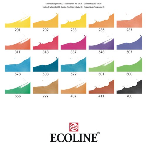 Tarens Eco Line T1150-9009 Brush Pen, Set of 20 Colors