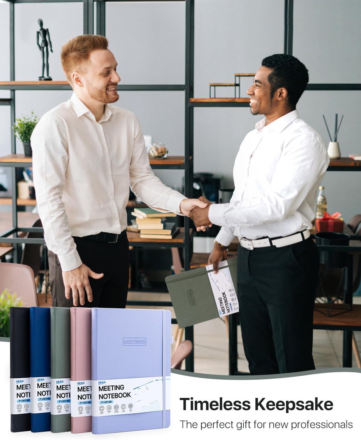 WEMATE Meeting Notebook - B5 Project Planner for Work | Action Items & Agenda Tracking, Dark Blue, 7x10 Inch