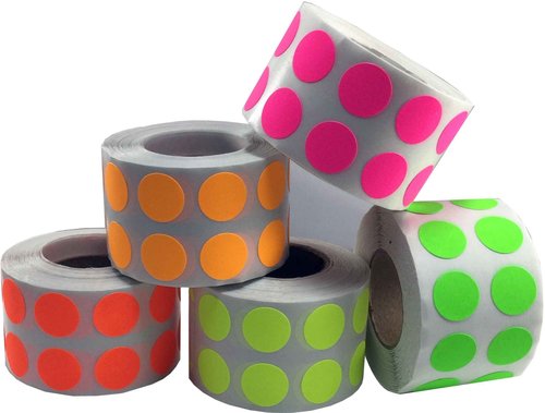 InStockLabels.com 1/2" Color Coding Dot Stickers - Fluorescent Collection - 5,000 Total Labels