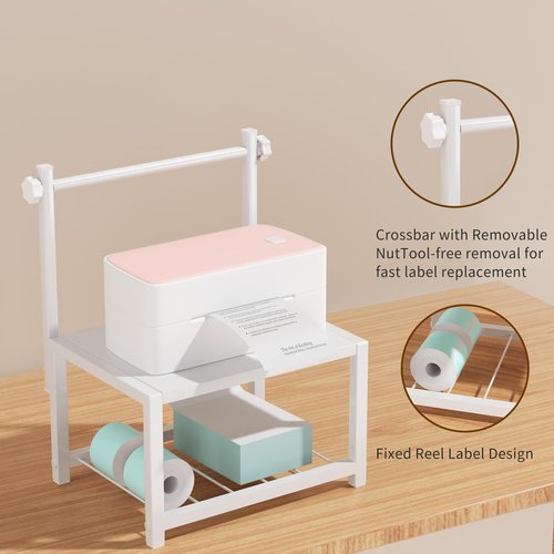EnigmaSoul Label Holder for Rolls and Fan-Fold Labels, Sturdy Thermal Sticker Holder for Desktop Thermal Printer, Shipping Label Sticker Dispenser for Home, Office, and Small Businesses