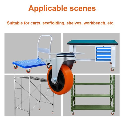 Htudcoue 6 Pcs 4 Inch Heavy Duty Casters,with Brake and Swivel Locking,6 casters Load Capacity 3300 lbs, for Furniture, Workbenches, Carts, Etc.