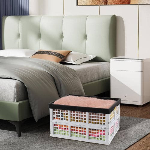 Tstorage 34 L Plastic Collapsible Storage Crate, Folding Stackable Storage Crate, Foldable Basket, 3 Packs