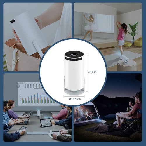 1080P Projector with Android 11, 300 ANSI Home Theater Projector, 4K Support, 30-130” Display, WiFi 6, BT 5.0, Portable Movie Projector Compatible with Smartphone, HDMI, USB