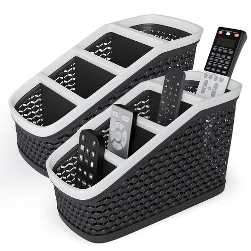 Remote Control Holder (Set of 2) Remote Caddy, TV Remote Control Organizer, 4 Compartment Remote Keeper Storage, Remote Organizer for Table, Desktop